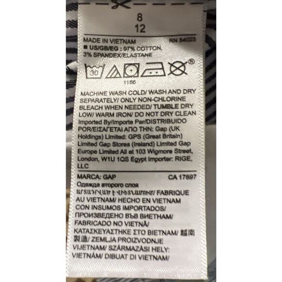 EUC‎ Khakis By Gap Girlfriend Khaki Pants Womens Size 8 White Blue Striped - Picture 6 of 6